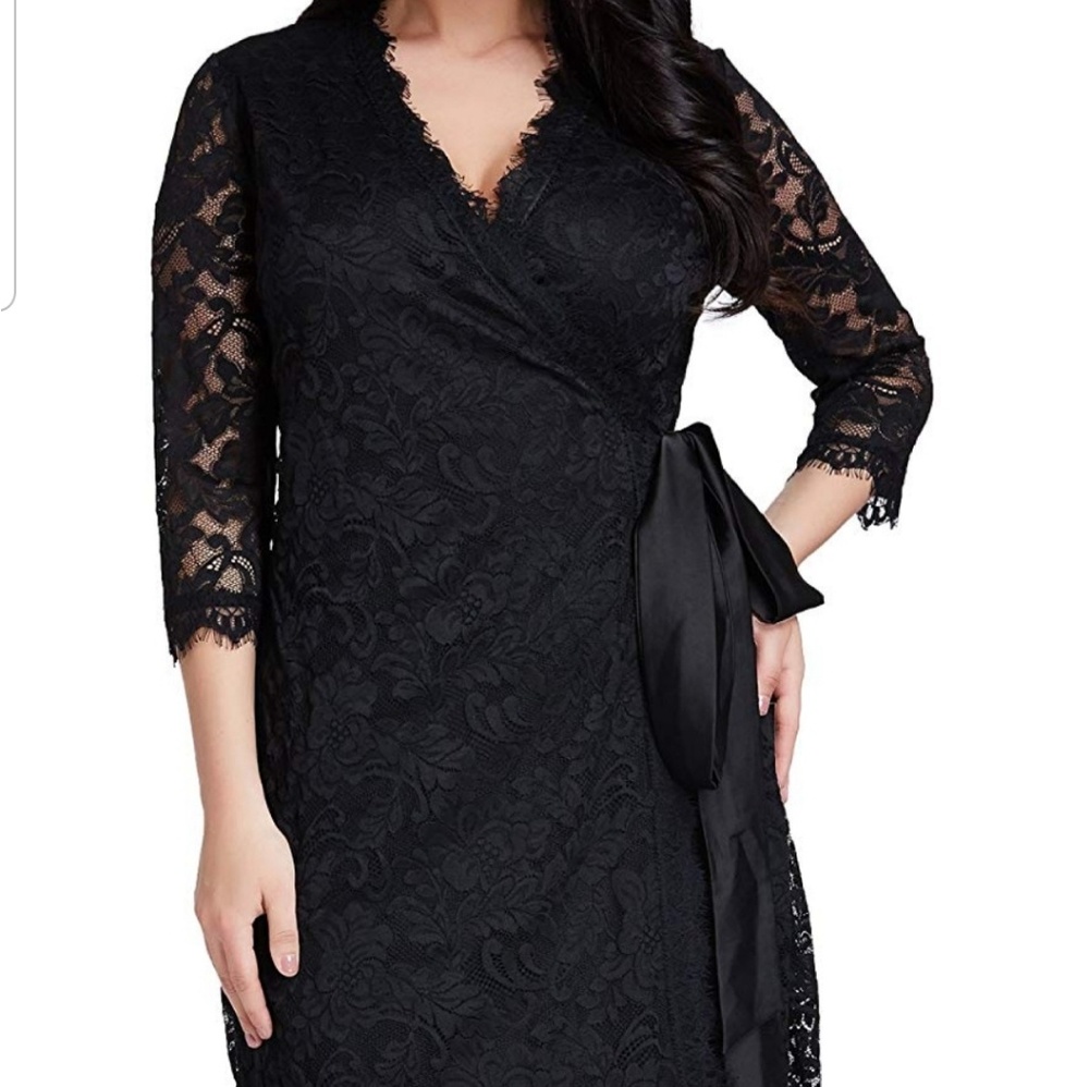 Black lace wrap dress